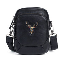 Whatna アンティーク風合い鞣し天 然 牛革 ショルダーバッグ メンズ 横型2way 斜めがけ ボディバッグ ワンショルダー バッグ 左右付け替え可能 ショルダーベルト付 本 革 肩掛けバック ボディ斜め掛け胸バッグ 自転車かばん プレゼント男性