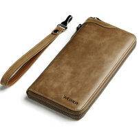 Whatna 牛革 ミニセカンドバッグ メンズ バッグ 長財布 カード入れ 小銭入れ 札入れ 14枚カード収納 SDカードスロット付き 本 革 小さめ クラッチバッグ 手持ちバッグ 男性用 紳士用 結婚式 冠婚葬祭 バッグ w99