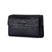 Whatna 2way 革 ミニセカンドバッグ メンズ クラッチ バッグ小さめ 長財布 カード入れ 小銭入れ 札入れ 10枚カード収納 ペンホルダー付き パスワードロックが付 手持ちバッグ 男性用 紳士用 結婚式 冠婚葬祭 バッグ