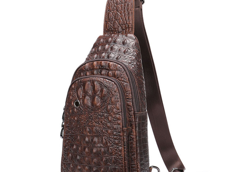 m.u.lクロコ型押しボディーバック クロコダイル ボディバッグ マット加工 牛革 型押し ユニセックス