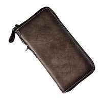 Whatna アンティーク風合い鞣し天 然 牛革 ミニセカンドバッグ メンズ バッグ 長財布 カード入れ 小銭入れ 札入れ 12枚カード収納 本 革 小さめ クラッチバッグ 手持ちバッグ 男性用 紳士用 結婚式 冠婚葬祭 バッグ