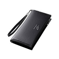 Whatna 革 ミニセカンドバッグ メンズ バッグ 長財布 RFID スキミング防止 カード入れ 小銭入れ 札入れ12枚カード収納 2室仕切 小さめ クラッチバッグ 手持ちバッグ メンズ ポーチ 男性用 紳士用 結婚式 冠婚葬祭 バッグ