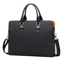 Whatna ビジネスバッグ メンズ 2wayショルダー 手提げ 厚手 レザー 大容量 ブリーフケース A4 15インチPC対応 旅行 出張 通勤 通学 就活 面接 バッグ かばん 男性用 グレー 黒WA121