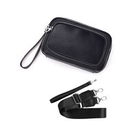 Whatna 厚手PUレザー ミニ セカンド バッグ メンズ 3way クラッチ ショルダーバッグ 肩掛けバッグ 小さい ショルダーベルト付 ハンドストラップ付 本革 結婚式 バッグ ビジネス フォーマル 冠婚葬祭 バッグ紳士用 男性用 黒 L4018