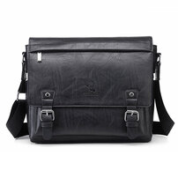 Whatna 革 ショルダーバッグ メンズ 斜め掛け ボディバッグ 胸バッグ 厚 手 レザー横型 大さめビジネスバッグ A4サイズ収納可 肩掛け 通勤 通学 斜めがけバッグ 防水 バッグ 自転車 かばん男性用D246