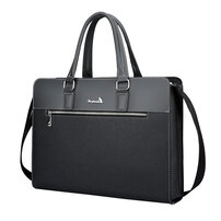 Whatna ビジネスバッグ メンズ 2wayショルダー 手提げ 厚手 レザー 大容量 ブリーフケース A4 15.6インチPC対応 旅行 出張 通勤 通学 就活 面接 バッグ かばん 男性用 青 黒BNS6005