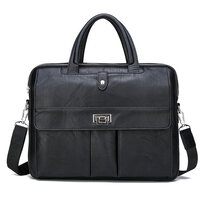 Whatna ビジネスバッグ メンズ 2wayショルダー 手提げ 厚手 レザー 大容量 ブリーフケース A4 16インチPC対応 旅行 出張 通勤 通学 就活 面接 バッグ かばん 男性用ブラウン 黒6681#