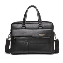 Whatna 革 ショルダーバッグ メンズ 2way 斜め掛け 手提げバッグ ビジネス バッグ セカンドバッグ 手持げバッグ A4 15.6インチPC収納可 横型 カジュアル フォーマル ビジネス 通学 通勤 肩掛け バッグ 自転車かばん プレゼント男性 8619