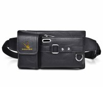 Whatna 革 ミニウエストバッグ メンズ ミニショルダーバッグ ウエストポーチ イヤホン穴付 キーリング付 男女兼用 斜めがけ ボディバッグ ワンショルダー 軽量 ブラウン 黒8110
