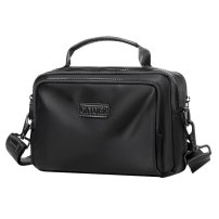 Whatna ミニショルダーバッグ メンズ 2way 斜め掛け 手提げバッグ セカンドバッグ 手持げバッグ2室仕切 ショルダーベルト付 レザー Ipad mini収納可 カジュアル フォーマル ビジネス 通学 通勤 肩掛けバッグ 自転車かばん プレゼント男性 青 黒3755