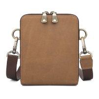 Whatna 3way 天然 牛革 ミニショルダーバッグ メンズ ポシェットポお財布 8枚カード収納 縦型 3室仕切 ショルダーベルト付 小型ショルダーミニバック 小さめメッセンジャーバッグ 斜め掛け通学 通勤ミニバッグ 紳士用 男性用 ブラウン 1072