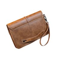 Whatna 2way 革 ミニセカンドバッグ メンズ バッグ クラッチ バッグ 小さい Ipad Mini収納可 厚手 レザー ハンドストラップ付 手持ちバッグ 結婚式 バッグ フォーマル ビジネス 冠婚葬祭 バッグ 男性用 紳士用 ブラウン