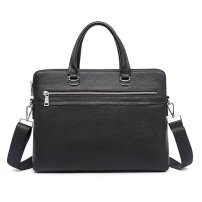 Whatna 天然 牛革 ビジネスバッグ メンズ 2way 手提げバッグ ショルダーバッグ A4 15.6インチpc 収納可2室仕切 本革 ビジネス 通勤 通学 斜めがけ バッグ ワンショルダーバッグ自転車 かばん男性用 黒（CY17610）