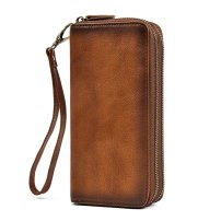 Whatna アンティーク風合い鞣し天 然 牛革 ミニセカンドバッグ メンズ バッグ 長財布 カード入れ 小銭入れ 札入れ 2室仕切 18枚カード収納 小さめ クラッチバッグ 手持ちバッグ メンズ ポーチ 男性用 紳士用 結婚式 冠婚葬祭 バッグ 1008