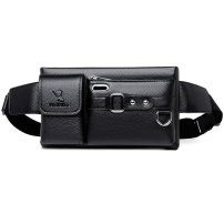 Whatna 革ミニウエストバッグ メンズ ミニショルダーバッグ ウエストポーチ イヤホン穴付 キーリング付 男女兼用 斜めがけ ボディバッグ ワンショルダー 軽量 ブラウン 黒8117