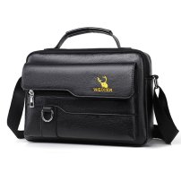 Whatnaショルダーバッグ メンズ 2way 斜め掛け 手提げバッグ セカンドバッグ 手持げバッグ キーリング付 厚 手 レザー Ipad 9.7収納可 横型 カジュアル フォーマル ビジネス 通学 通勤 肩掛けバッグ 自転車かばん プレゼント男性D255