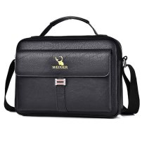 Whatna 革 ショルダーバッグ メンズ 2way 斜め掛け ボディバッグ 胸バッグ 手提げバッグ セカンドバッグ 手持げバッグ 横型Ipad 10.5収納可 カジュアル フォーマル ビジネス 通学 通勤 肩掛けバッグ 自転車かばん プレゼント男性D257