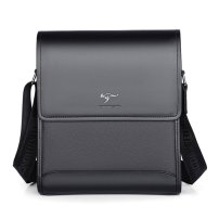 Whatna 厚手 レザー ショルダーバッグ メンズ メッセンジャーバッグ 本 革 縦型 小さめビジネスバッグ ipad10.5収納可 通勤 通学 斜めがけバッグ オシャレ な シンプル な 軽量 実用 自転車 かばん男性用 ブラウン 黑6581-2