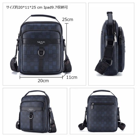 Whatna 革 ショルダーバッグ メンズ 2way 斜め掛け 手提げバッグ