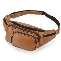 Whatna 天然 牛革ミニウエストポーチ ウエストバッグ メンズ ミニショルダーバッグ 男女兼用 本革 斜めがけ ボディバッグ ワンショルダー 軽量 ブラウン 9416