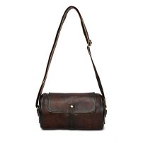 Whatna アンティーク風合い鞣し天 然 牛革 ミニショルダーバッグ メンズ 2way 斜め掛け ミニボディバッグ ミニ胸バッグ 小型ポシェット セカンドバッグ 小さ カジュアル フォーマル ビジネス 通学 通勤 肩掛けバッグ 自転車かばん A012