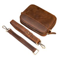 Whatna 革 セカンド バッグ メンズ 3way クラッチ ショルダーバッグ 肩掛けバッグ 小さい ショルダーベルト付 ハンドストラップ付 結婚式 バッグ ビジネス フォーマル 冠婚葬祭 バッグ紳士用 男性用 ブラウン