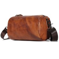 Whatna アンティーク風合い鞣し天 然 牛革 ミニショルダーバッグ メンズ 2way 斜め掛け ミニボディバッグ ミニ胸バッグ 小型ポシェット 小さめかたかけバッグ カジュアル フォーマル ビジネス 通学 通勤 肩掛けミニバッグ 自転車かばん プレゼント男性