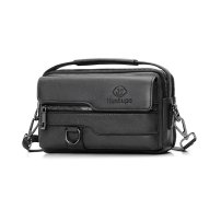 Whatna 革ミニショルダーバッグ メンズ 3way 斜め掛け胸バッグ 手提げバッグ 手持げバッグ セカンドバッグ イヤホン穴付 キーリング付 カード6枚収納可2室仕切 カジュアル フォーマル ビジネス 通学 通勤 肩掛けバッグ 自転車かばん プレゼント男性