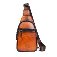 Whatnaアンティーク風合い鞣し天 然牛 革 斜めがけ ボディバッグ ワンショルダー メンズ 本革 厚手 レザー20811
