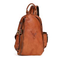 Whatna アンティーク風合い鞣し天 然牛 革 斜めがけ ボディバッグ ワンショルダー メンズ 左右付け替え可能 本革 厚手 レザー12035