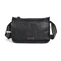 Whatna アンティーク風合い鞣し天 然 牛革ショルダーバッグ メンズ メッセンジャーバッグ 小さめ ビジネスバッグ ipad 10.5収納可 本革通勤 通学 斜めがけバッグ 自転車 かばん男性用 黑MZ-03