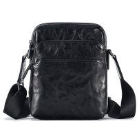 Whatna アンティーク風合い鞣し天 然 牛革ショルダーバッグ メンズ メッセンジャーバッグ 小さめ ビジネスバッグ ipad mini収納可 本革通勤 通学 斜めがけバッグ 自転車 かばん男性用 黑6742