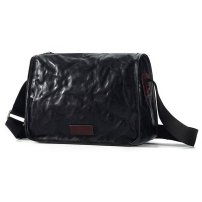 Whatna アンティーク風合い鞣し天 然 牛革ショルダーバッグ メンズ メッセンジャーバッグ 小さめ ビジネスバッグ ipad 10.5収納可 本革通勤 通学 斜めがけバッグ 自転車 かばん男性用 黑6740