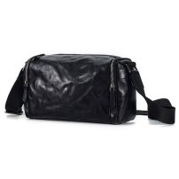 Whatna アンティーク風合い鞣し天 然 牛革ショルダーバッグ メンズ メッセンジャーバッグ 小さめ ビジネスバッグ ipad mini収納可 本革通勤 通学 斜めがけバッグ 自転車 かばん男性用 黒6698