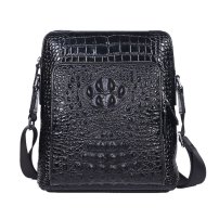 Whatna ワニ革 本革 ショルダーバッグ メンズ ポシェットメッセンジャーバッグ 縦型 A4サイズ ipad 10.5収納可さめ ビジネスバッグクロコダイル革 本皮 通勤 通学 斜めがけバッグ かばん男性用 ブラウン 黒4338