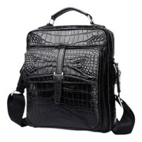 Whatna ワニ革ショルダーバッグ メンズ 3way斜め掛け胸バッグ 手提げバッグ セカンドバッグ 手持げバッグ革Ipad 9.7収納可本革 本皮 鰐革 カジュアル フォーマル ビジネス 通学 通勤 結婚式 肩掛けバッグ 自転車かばん プレゼント男性 4442