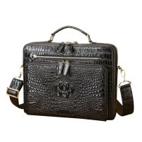 Whatna ワニ革ショルダーバッグ メンズ 3way斜め掛け胸バッグ 手提げバッグ セカンドバッグ 手持げバッグ ビジネスバッグ A4 Ipad 10.5収納可2室仕切 鰐革 カジュアル フォーマル ビジネス 通学 通勤 結婚式 肩掛けバッグ 自転車かばん 4445