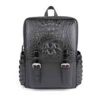 Whatnaワニ革 ビジネスバッグメンズ バッグ 2 WAY 手提げ リュック バッグ クロコダイル革 厚手 本革 A4 14インチpc収納可 大容量 盗難防止 旅行 出張用 通勤 通学 就活 面接 バッグ かばん 男性用 ブラウン 黒（1608）