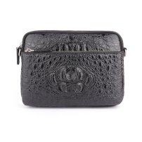 Whatna ワニ革 本革 ミニショルダーバッグ メンズ ポシェットポ メッセンジャーバッグ 縦型 ipad mini収納可 さめ ビジネスバッグクロコダイル革 本皮 通勤 通学 斜めがけバッグ かばん男性用 ブラウン 黒（1132）