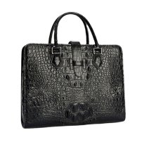Whatnaワニ革 本革 ビジネス バッグメンズ 2way ショルダー 手提げ バッグ ブルファスナー クロコダイル革 ブリーフケース 15.6インチPC対応 旅行 出張 通勤 通学 就活 面接 バッグ かばん 男性用 G0021