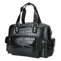 Whatnaワニ革 ビジネス バッグメンズ 2way ショルダー 手提げ バッグ ダブルファスナー仕様 クロコダイル革 本革ブリーフケース 15.6インチPC対応 旅行 出張 通勤 通学 就活 面接 バッグ かばん 男性用