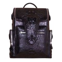 Whatna ワニ革 ビジネスバッグメンズ バッグ 手提げ・リュックの2WAY クロコダイル革 厚手本革 A4 15.6インチpc収納可 大容量 盗難防止 旅行 出張用 通勤 通学 就活 面接 バッグ かばん 男性用 黒4449