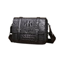 Whatna ワニ革 本革 ショルダーバッグ メンズ ポシェットメッセンジャーバッグ 横型 A4サイズ ipad 10.5収納可さめ ビジネスバッグクロコダイル革 本皮 通勤 通学 斜めがけバッグ かばん男性用 ブラウン 黒4451
