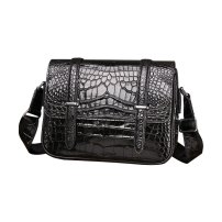 Whatna ワニ革 本革 ショルダーバッグ メンズ ポシェットメッセンジャーバッグ 横型 A4サイズ ipad 10.5収納可さめ ビジネスバッグクロコダイル革 本皮 通勤 通学 斜めがけバッグ かばん男性用 ブラウン 黒4450