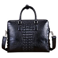 Whatna ワニ革 本革 ビジネス バッグメンズ 2way ショルダー 手提げ 斜め掛け 手持ち 肩掛けバッグ 2室仕切 クロコダイル革 ブリーフケース 15.6インチPC対応 旅行 出張 通勤 通学 就活 面接 バッグ EJ-8018