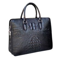 Whatna ワニ革 本革 ビジネス バッグメンズ 2way ショルダー 手提げ 斜め掛け 手持ち 肩掛けバッグ クロコダイル革 パスワードロックボタン付 ブリーフケース 14インチPC対応 旅行 出張 通勤 通学 就活 面接 バッグ 6689
