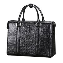 Whatna ワニ革 本革 ビジネス バッグメンズ 2way ショルダー 手提げ 斜め掛け 手持ち 肩掛けバッグ クロコダイル革 ブリーフケース 15.6インチPC対応 旅行 出張 通勤 通学 就活 面接 バッグ G1172