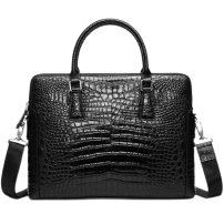 Whatnaワニ革 本革 ビジネス バッグメンズ 2way ショルダー 手提げ 斜め掛け 手持ち 肩掛けバッグ2室仕切 クロコダイル革 ブリーフケース 15.6インチPC対応 旅行 出張 通勤 通学 就活 面接 バッグ 4513