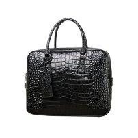 Whatna ワニ革 本革 ビジネス バッグメンズ 2way ショルダー 手提げ 斜め掛け 手持ち 肩掛けバッグ クロコダイル革 パスワードロックボタン付 ブリーフケース 15.6インチPC対応 旅行 出張 通勤 通学 就活 面接 バッグ 4515