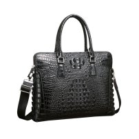 Whatna ワニ革 本革 ビジネス バッグメンズ 2way ショルダー 手提げ 斜め掛け 手持ち 肩掛けバッグ2室仕切 クロコダイル革 ブリーフケース 15.6インチPC対応 旅行 出張 通勤 通学 就活 面接 バッグ 6325-5